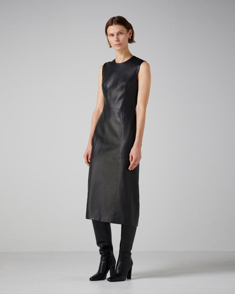 Grace Dress in Black Leather