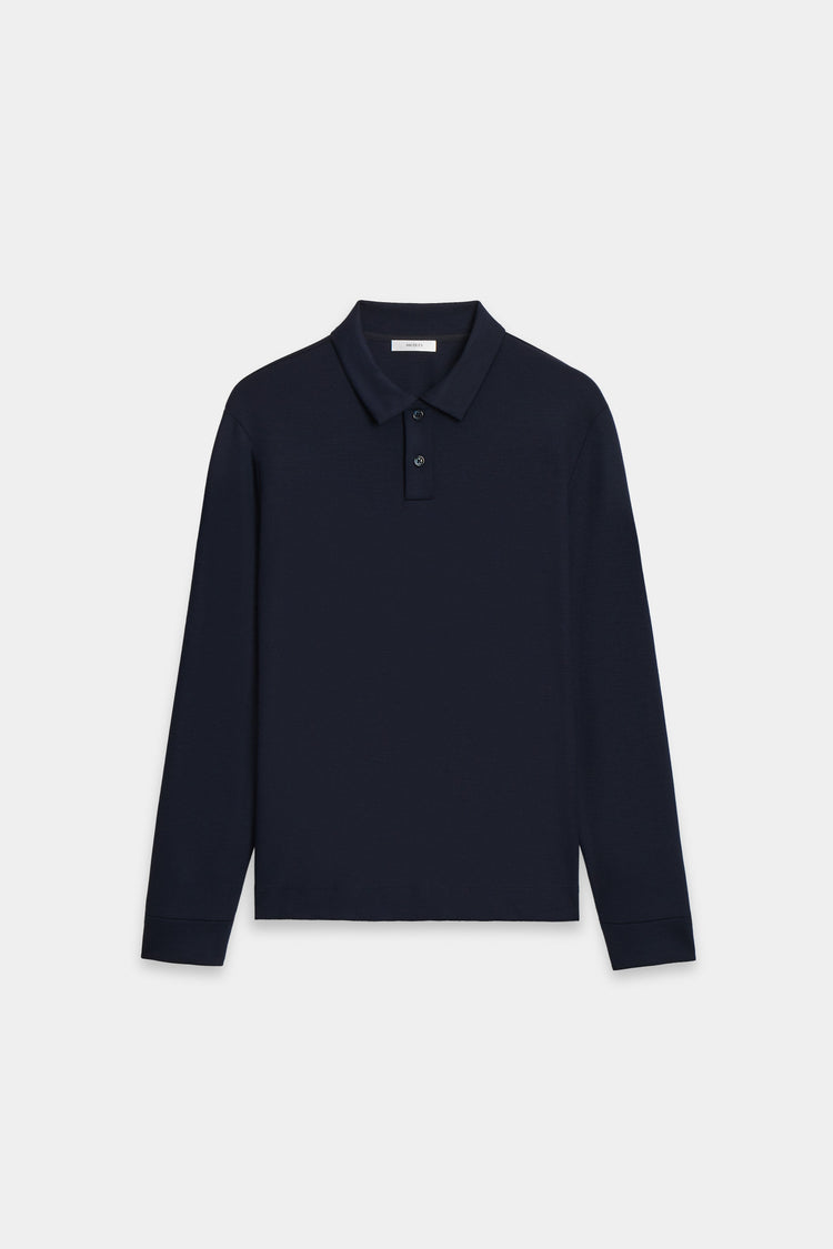 Wool Long-Sleeve Polo