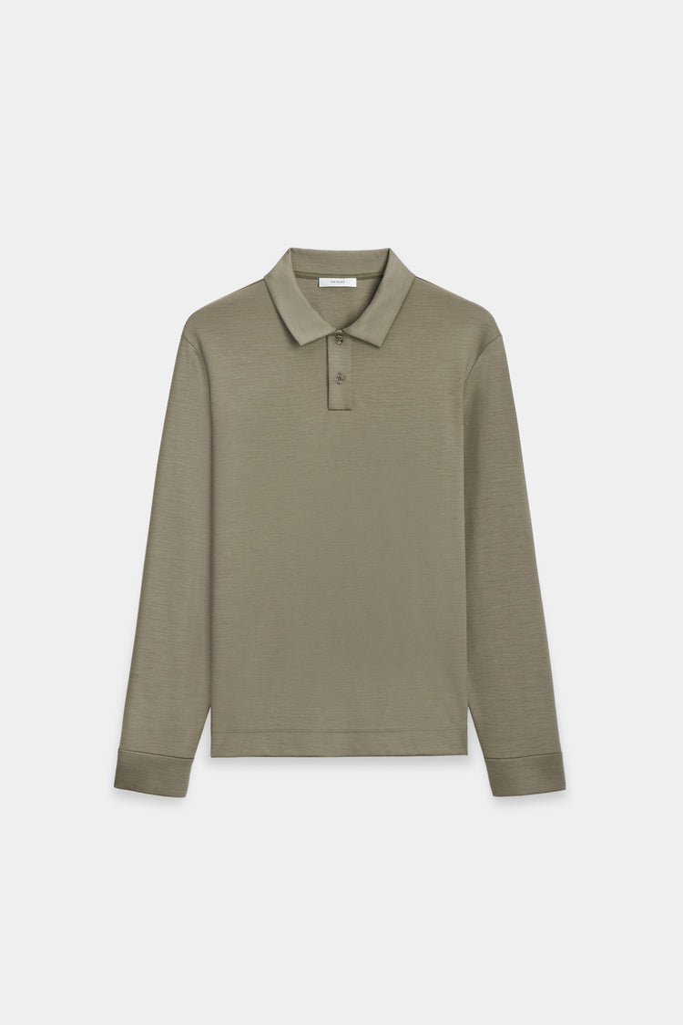 Wool Long-Sleeve Polo