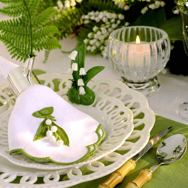 Seferî Lily of the Valley Napkin in White, Set of Four