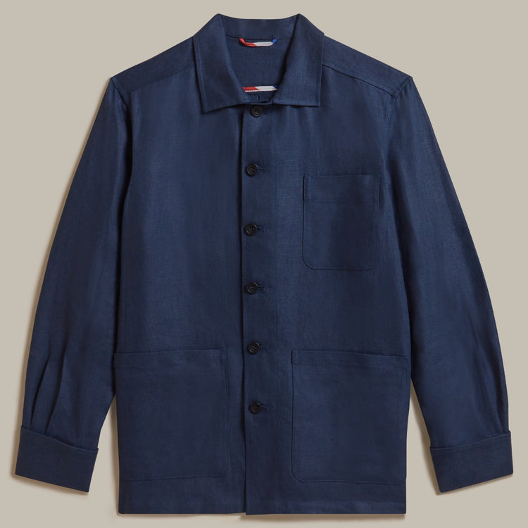 Linen Work Jacket in Navy