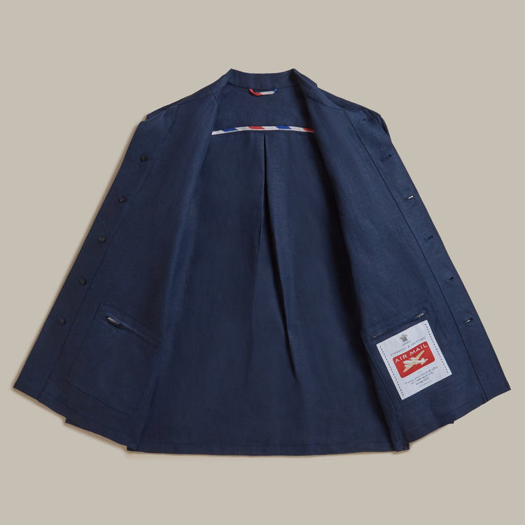 Linen Work Jacket in Navy