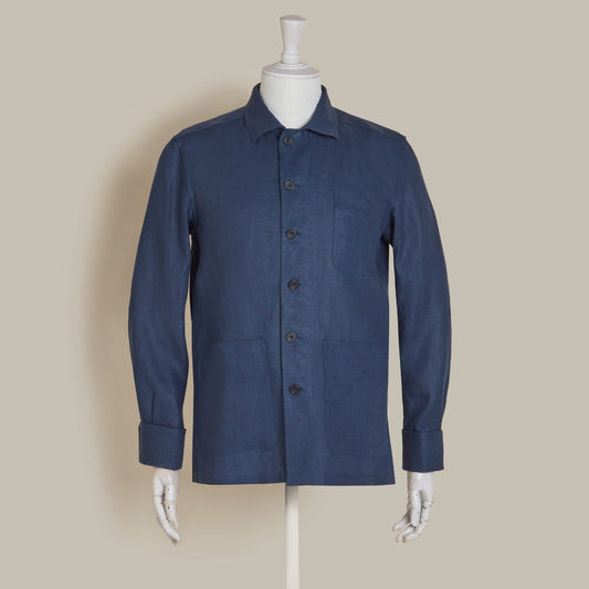 Linen Work Jacket in Navy