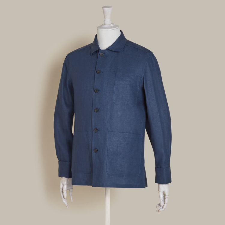 Linen Work Jacket in Navy