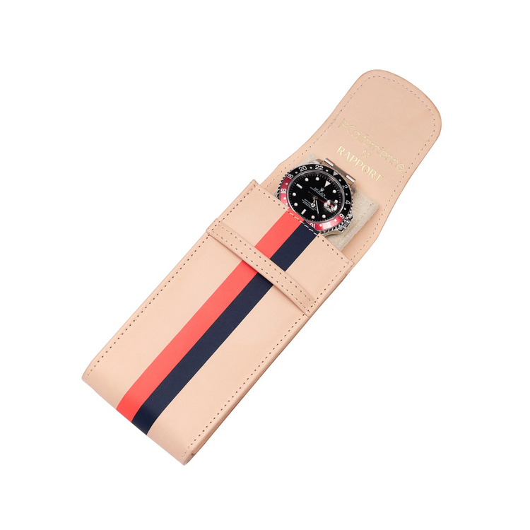 x La Californienne Single Watch Pouch in Red/Navy