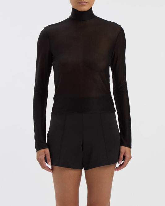 Semi-Sheer Dakota Top in Noir