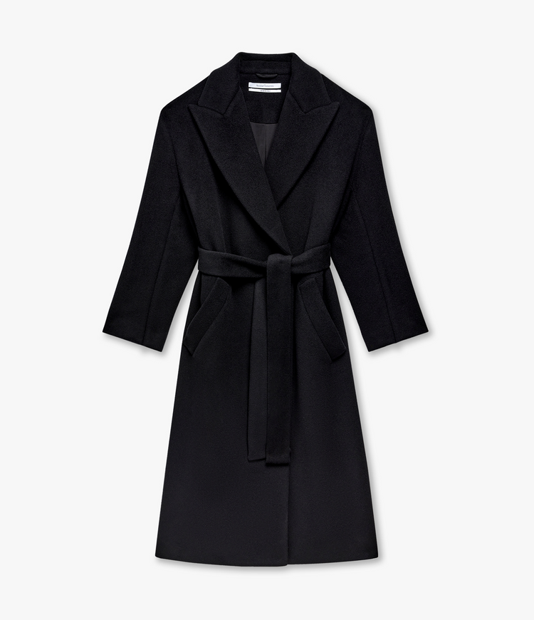 Double Breasted Wrap Coat in Black