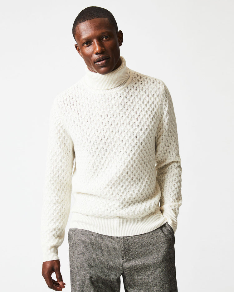 Cashmere Honeycomb Turtleneck