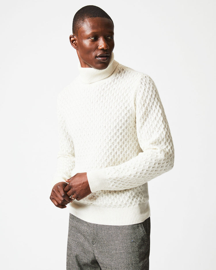 Cashmere Honeycomb Turtleneck