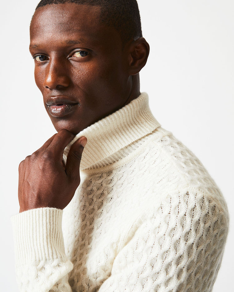 Cashmere Honeycomb Turtleneck