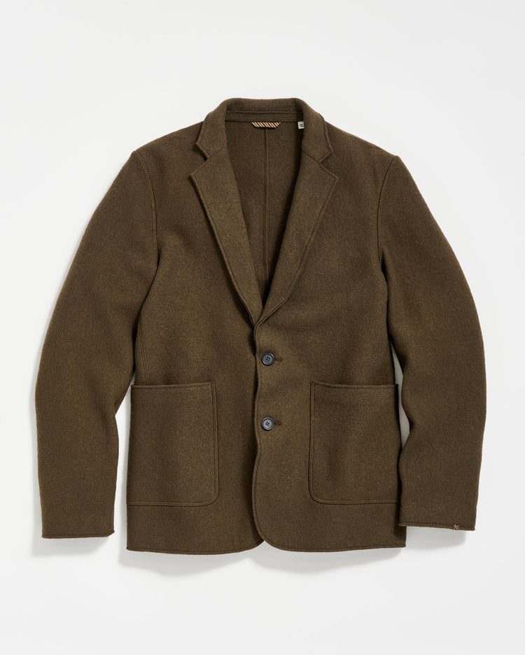 Boiled Wool Sport Coat in Olive