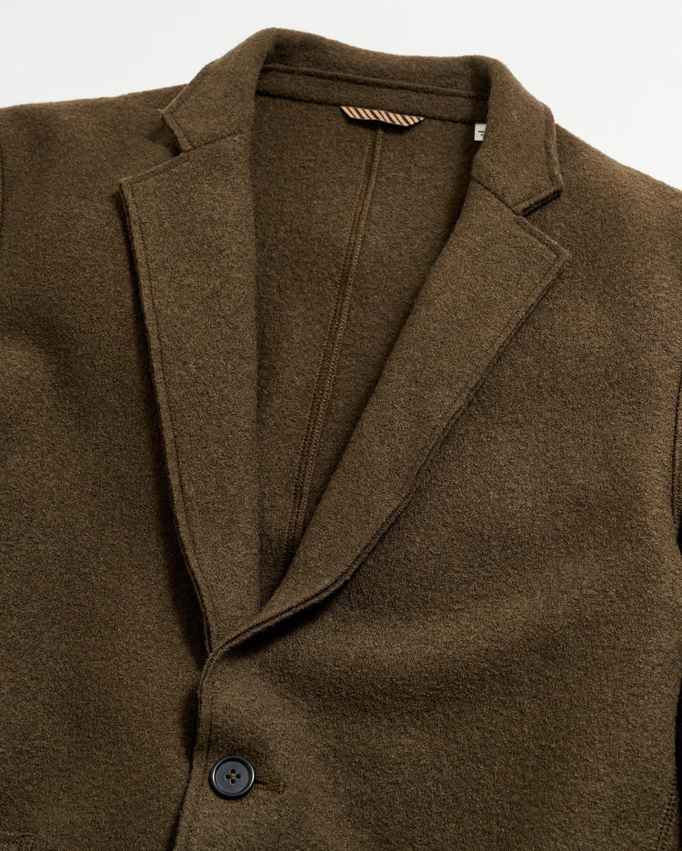 Boiled Wool Sport Coat in Olive