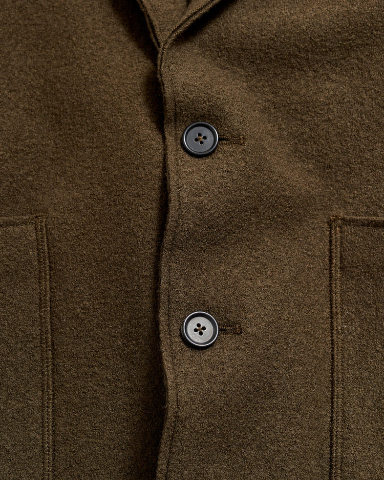 Boiled Wool Sport Coat in Olive