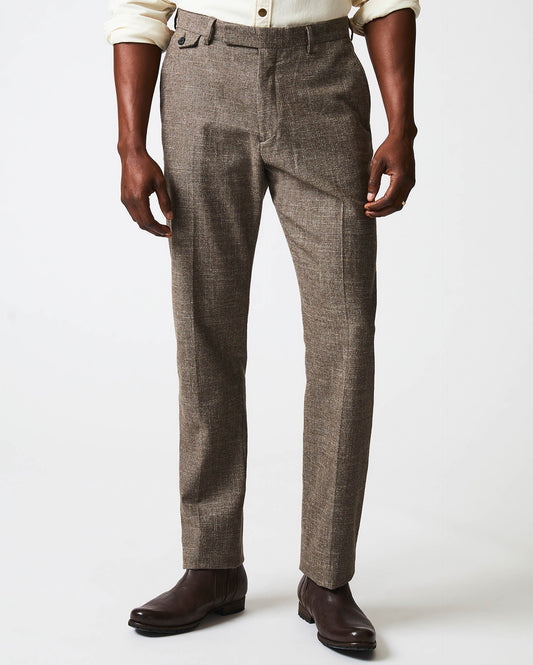 Flat Front Trouser in Black/Brown