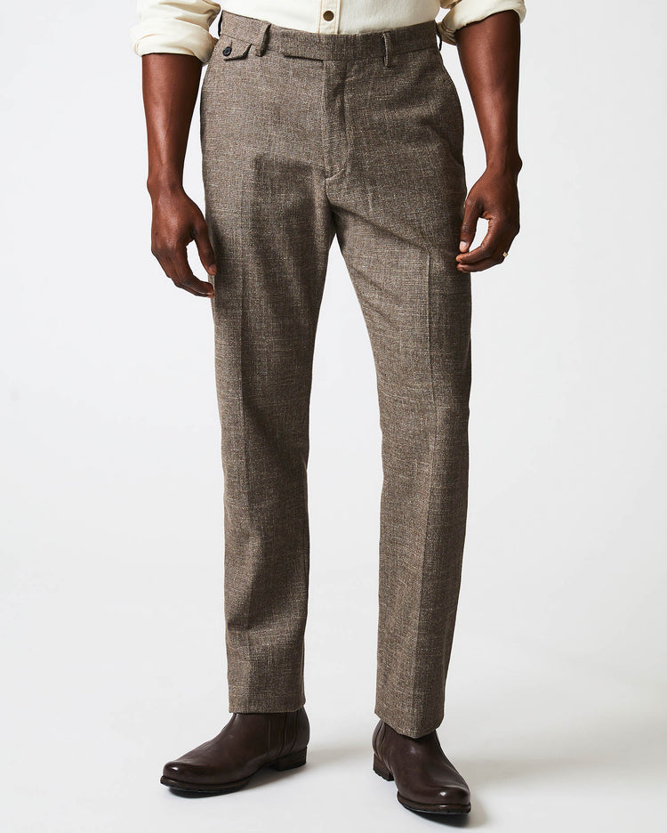 Flat Front Trouser in Black/Brown