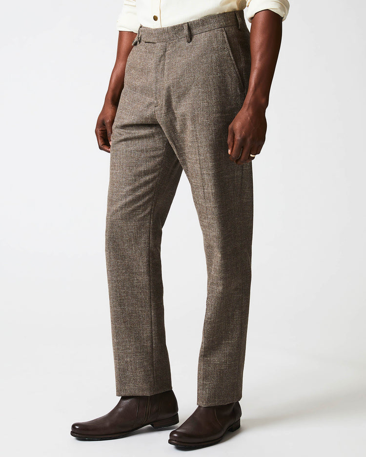 Flat Front Trouser in Black/Brown
