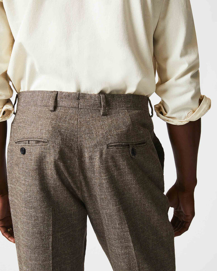 Flat Front Trouser in Black/Brown