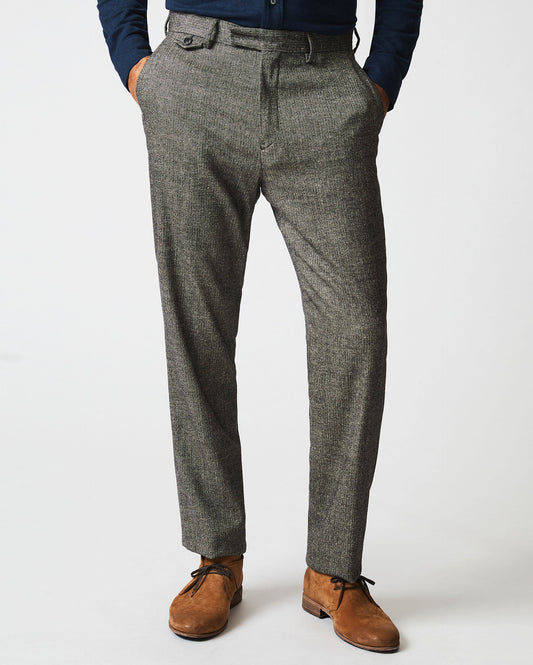 Flat Front Trouser in Black/White