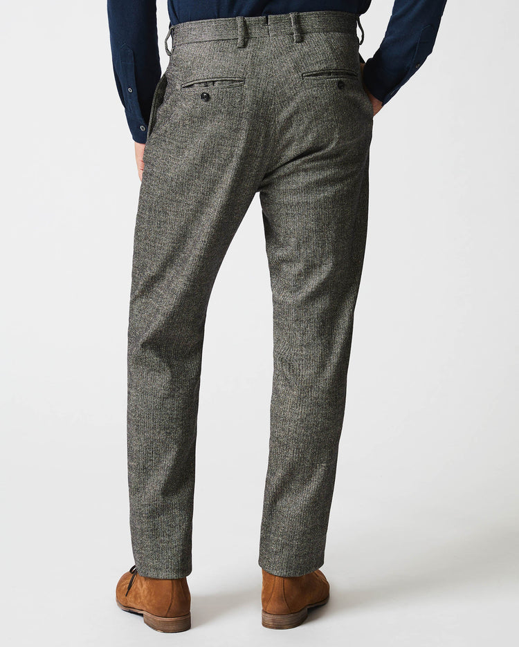 Flat Front Trouser in Black/White
