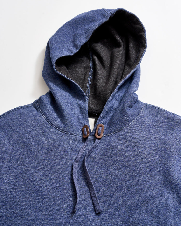 Rib Hoodie Pullover in Denim Blue
