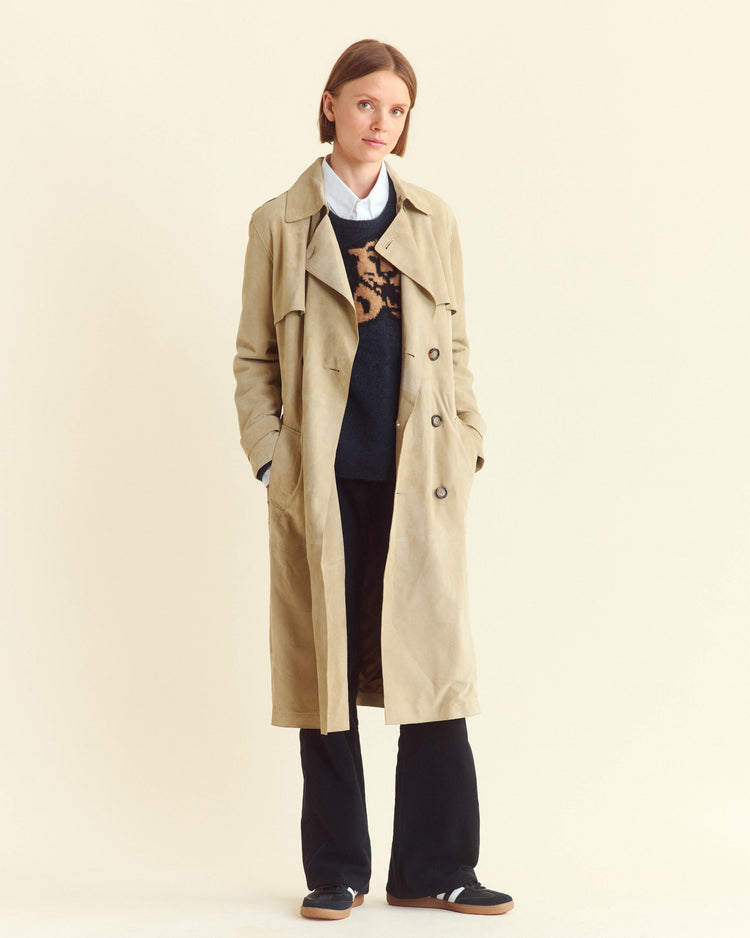 Women’s Long Suede Trench Coat