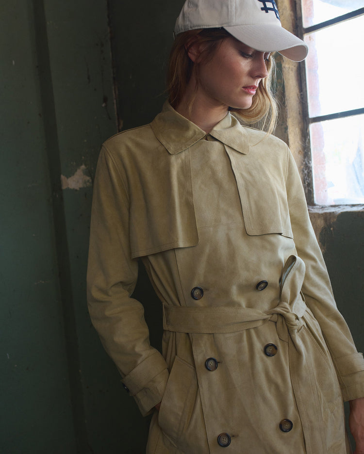 Women’s Long Suede Trench Coat