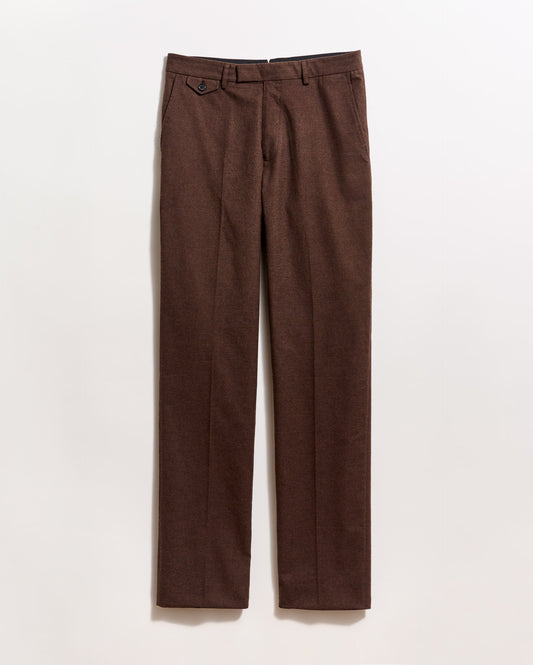 Flannel Flat Front Trouser in Chocolate Heather