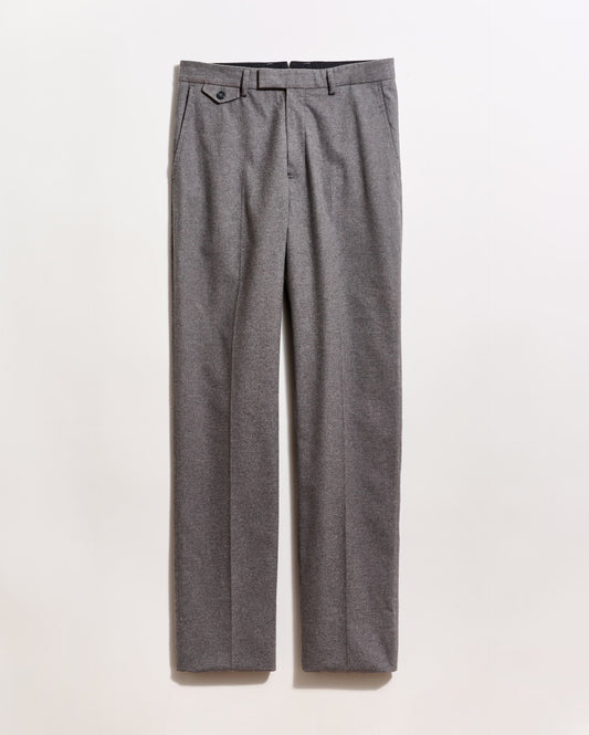 Flannel Flat Front Trouser in Grey Heather