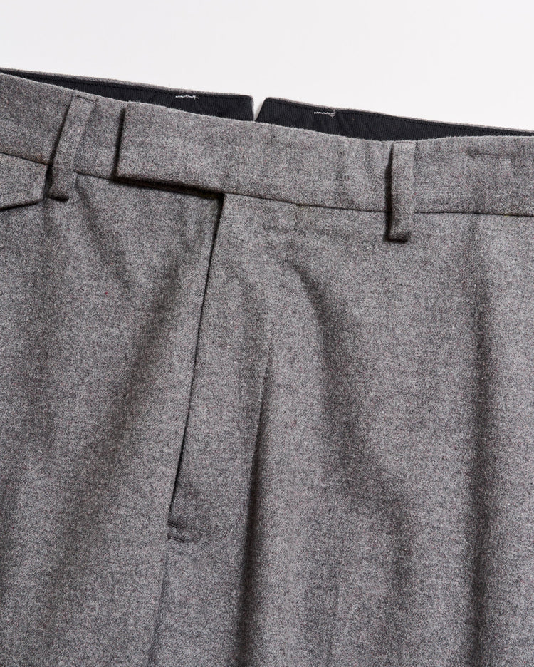Flannel Flat Front Trouser in Grey Heather