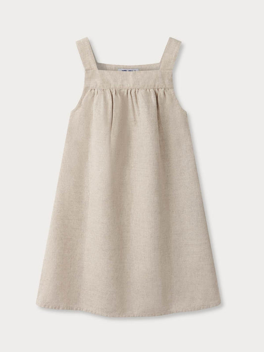 Girls’ Ecru Plum Linen Dress