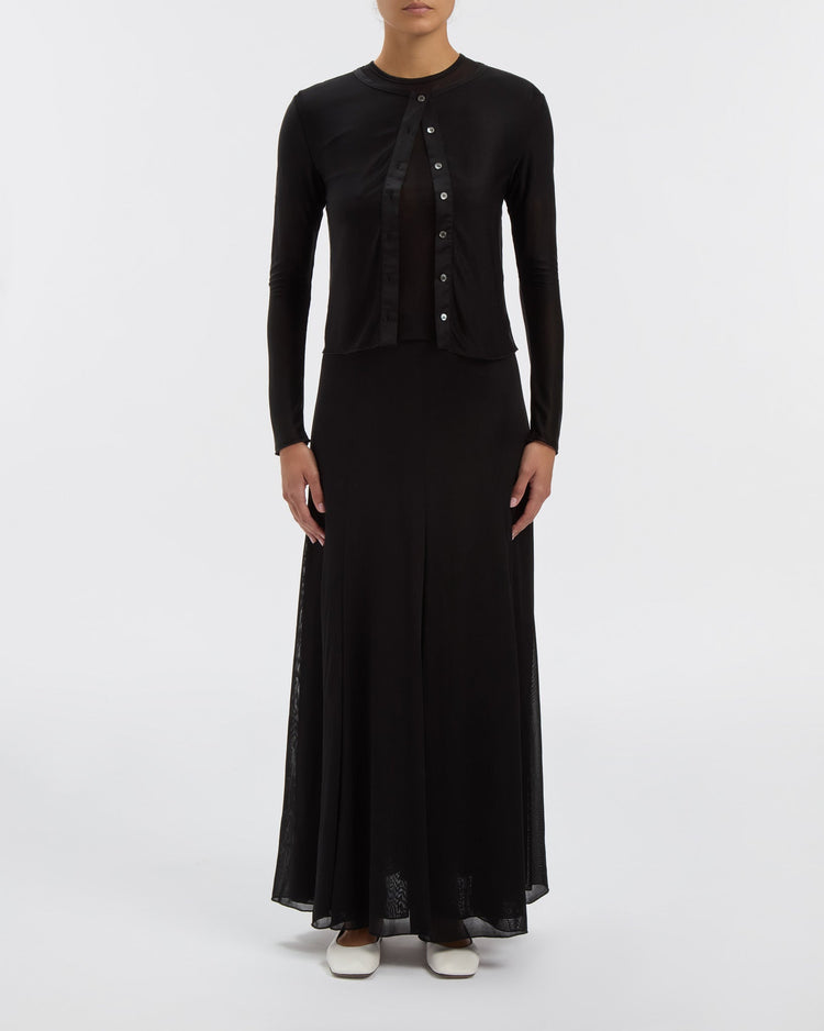 Semi-Sheer Hazel Cardigan in Noir