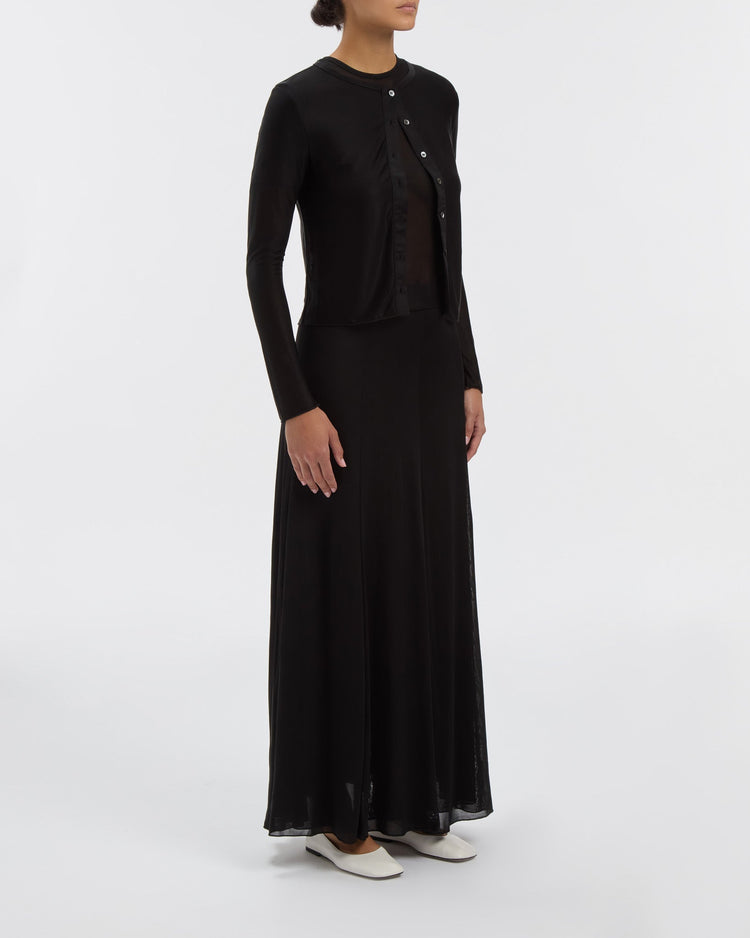 Semi-Sheer Hazel Cardigan in Noir