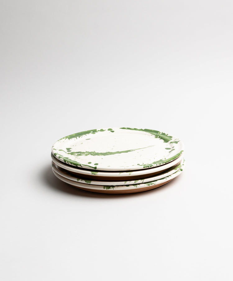 Green Splatterware Dinner Plate