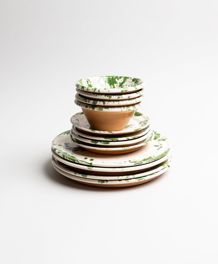 Green Splatterware Dinner Plate