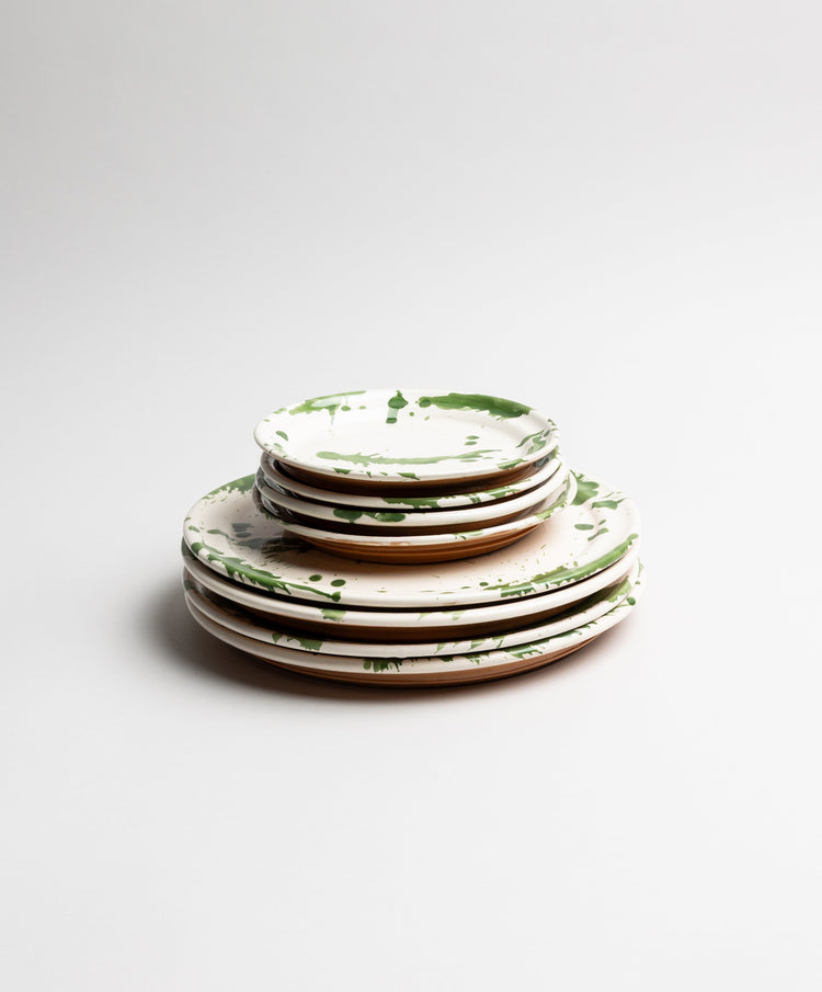 Green Splatterware Dinner Plate