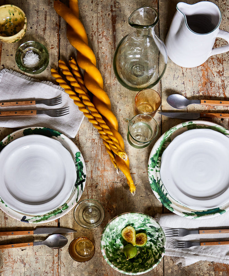 Green Splatterware Dinner Plate