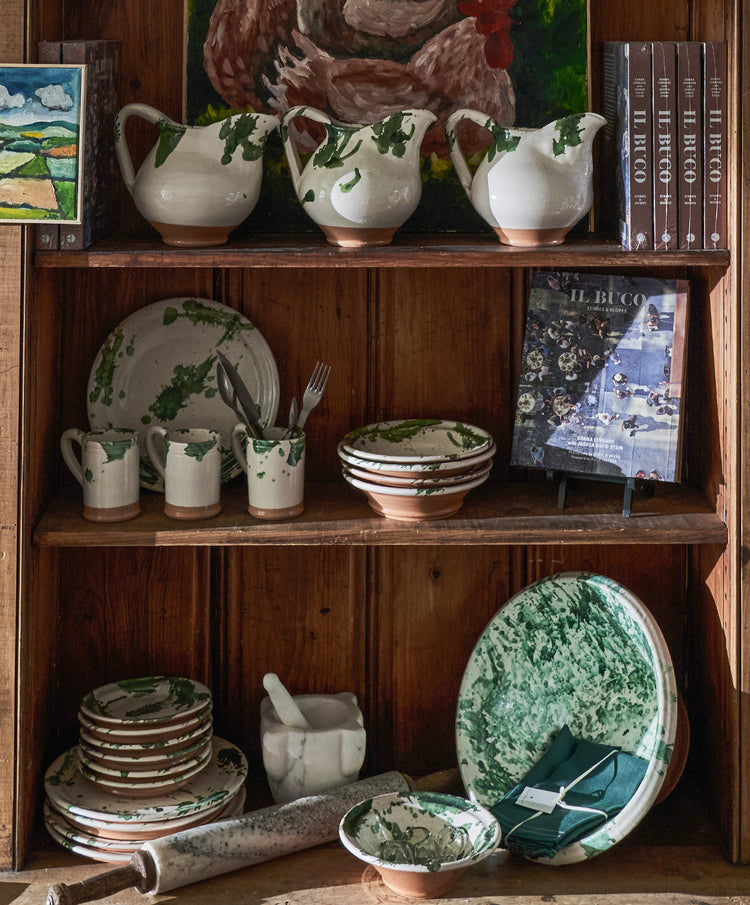 Green Splatterware Pitcher