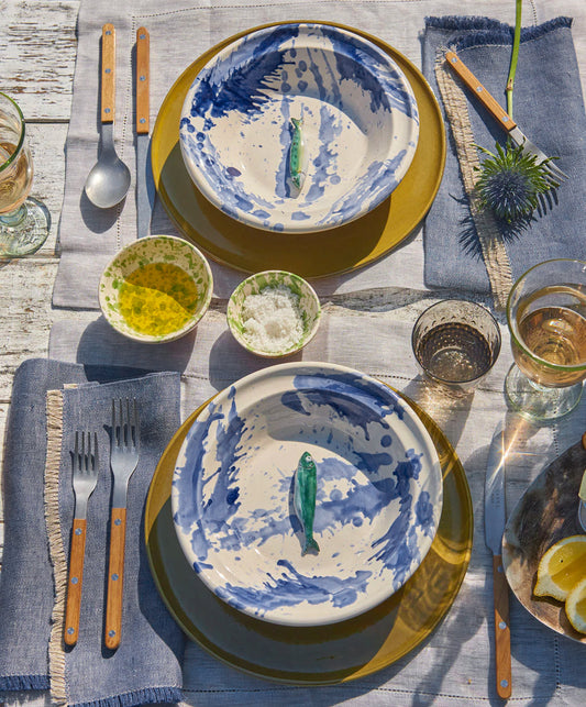 Blue Splatterware Pasta Dish