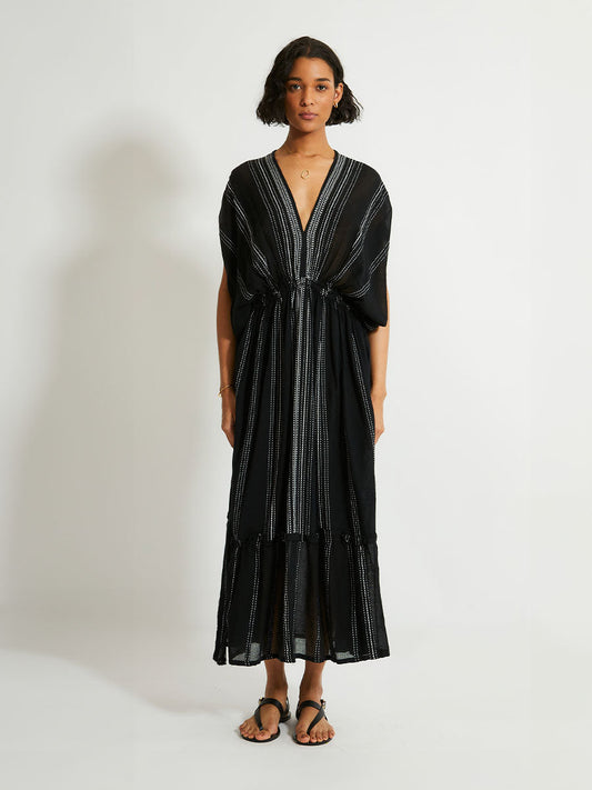 Leila Plunge Dress in Leliti Black