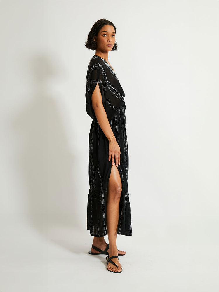 Leila Plunge Dress in Leliti Black
