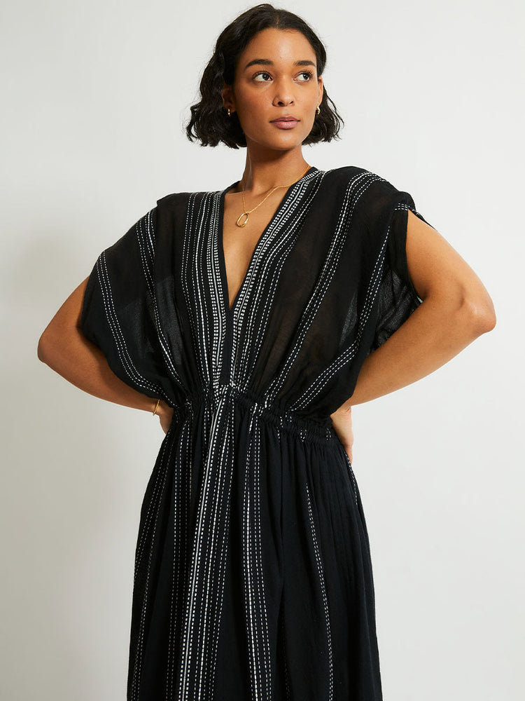 Leila Plunge Dress in Leliti Black
