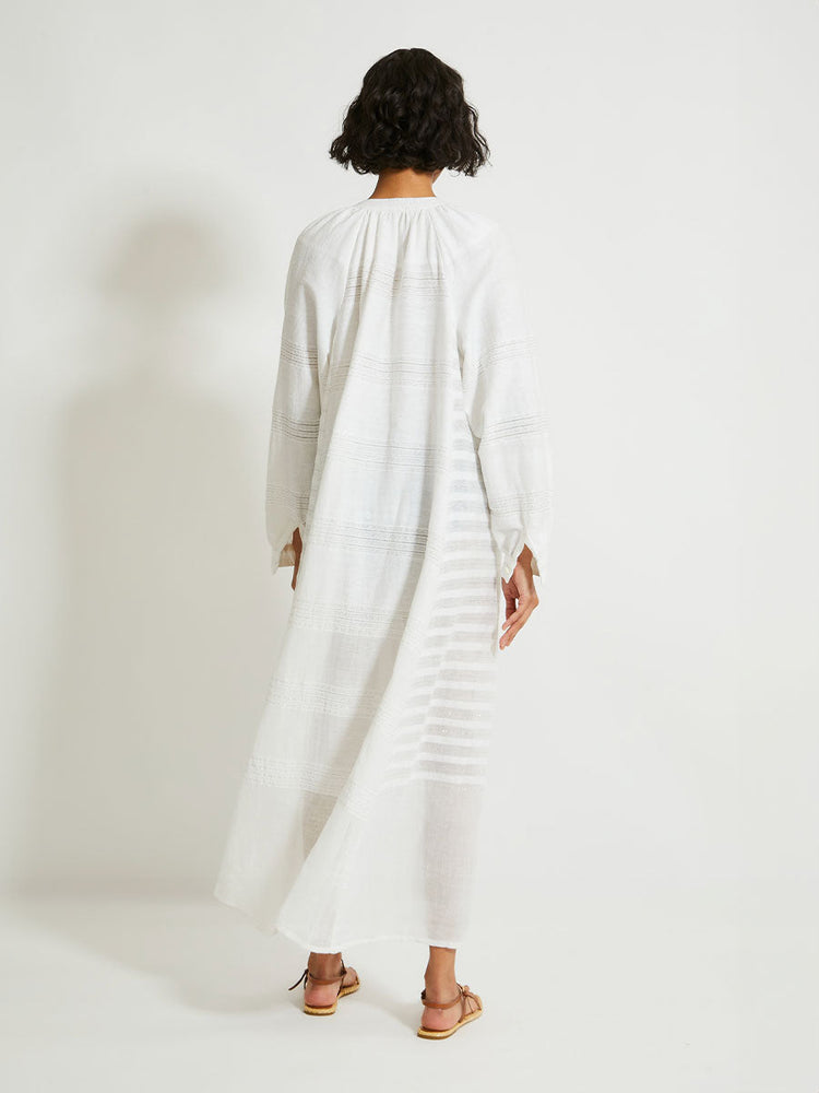 Makeda Button Up Dress in Abira White