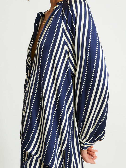 Mita Button Up Blouse in Eshe Navy
