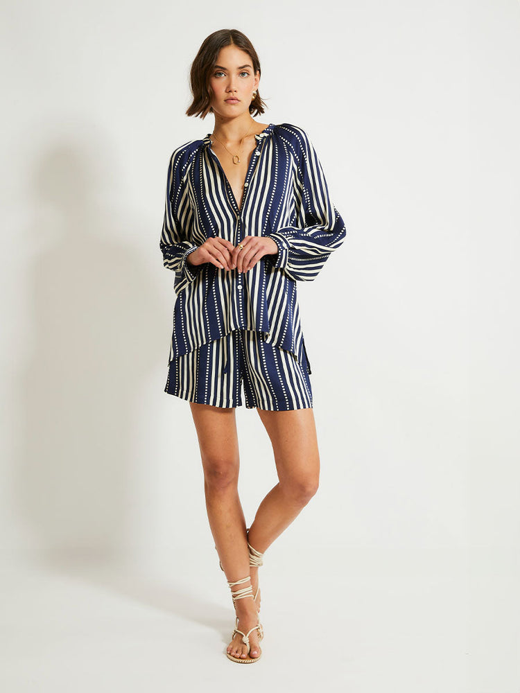 Mita Button Up Blouse in Eshe Navy