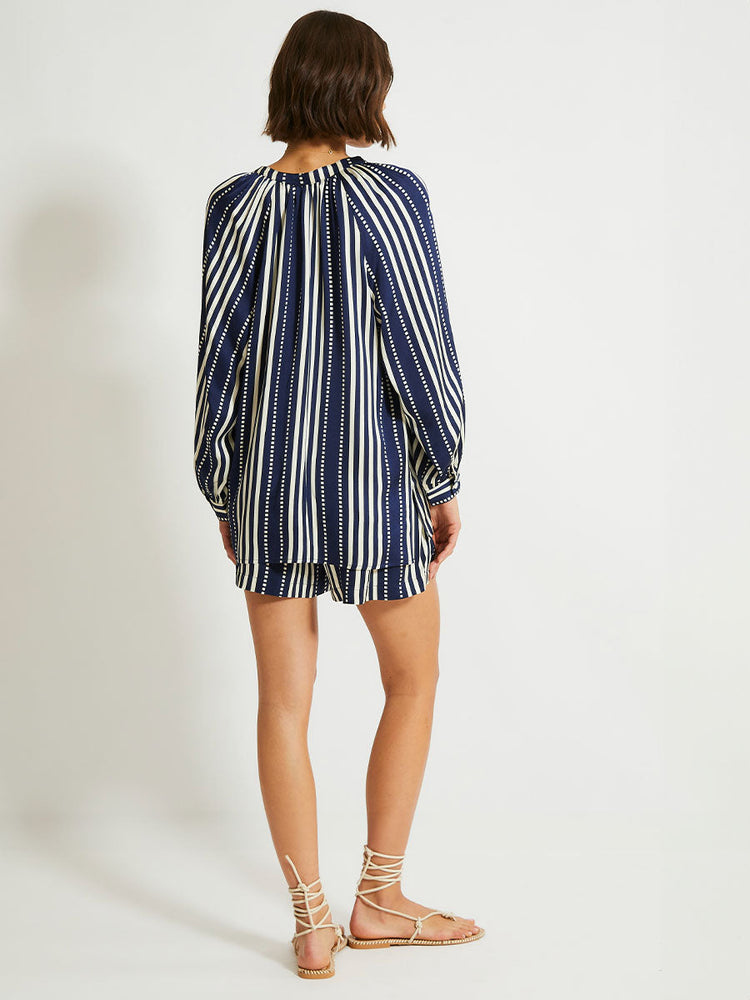 Mita Button Up Blouse in Eshe Navy