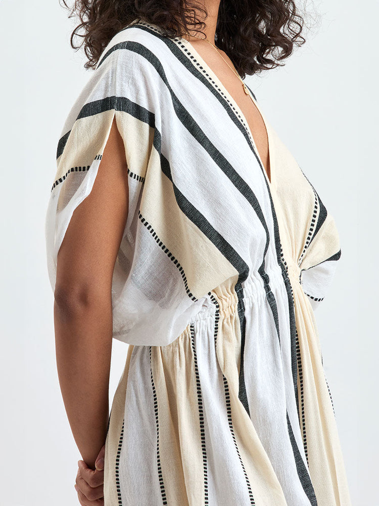 Leila Plunge Dress in Tomoca Cream
