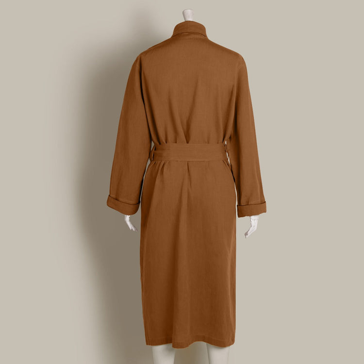 Linen Dressing Gown in Tobacco