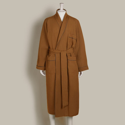 Linen Dressing Gown in Tobacco