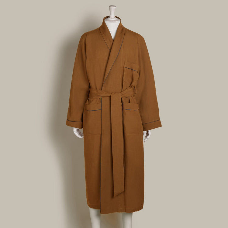 Linen Dressing Gown in Tobacco
