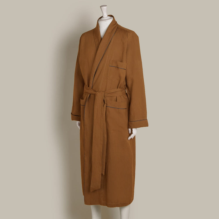 Linen Dressing Gown in Tobacco